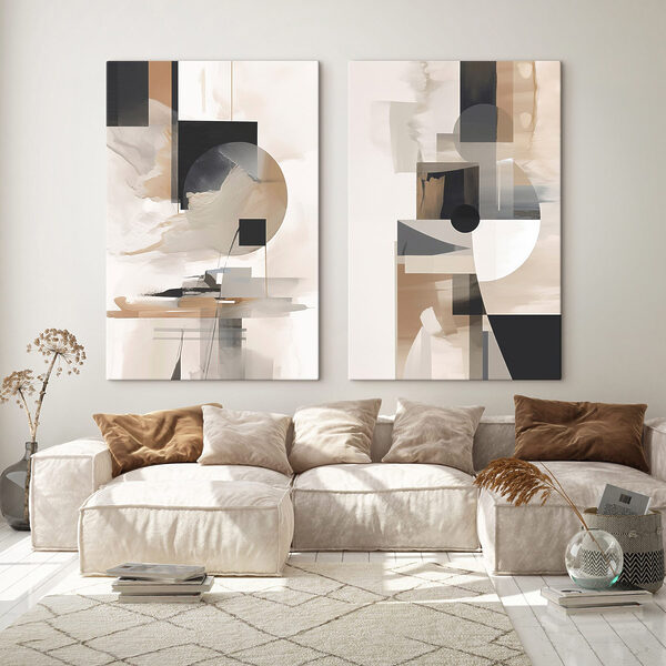 Painting of a couple of squares and circles Painting of a couple of squares and circles