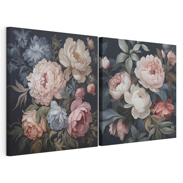 L'élégance florale dans des teintes douces Impression sur toile modulaire L'élégance florale dans des teintes douces