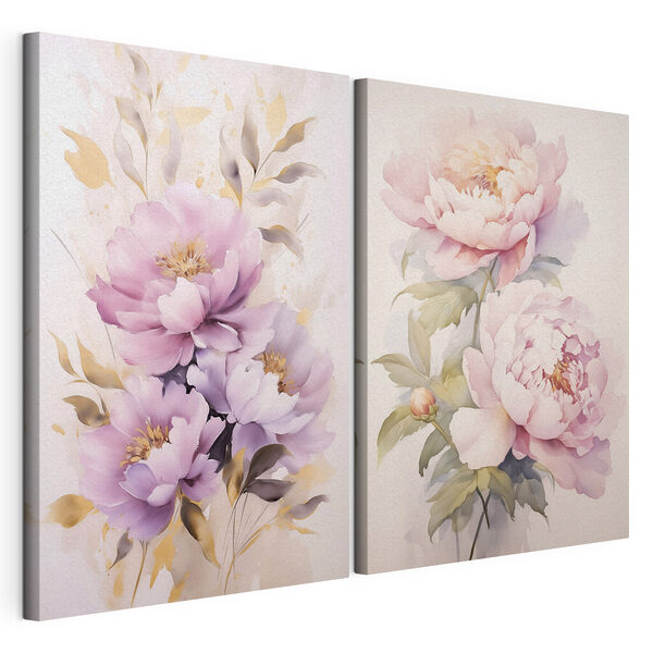 Des fleurs délicates aux teintes douces Impression sur toile modulaire Des fleurs délicates aux teintes douces