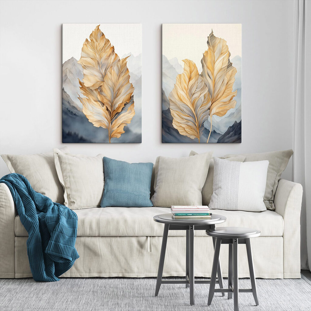 Autumn leaves against serene background Autumn leaves against serene background