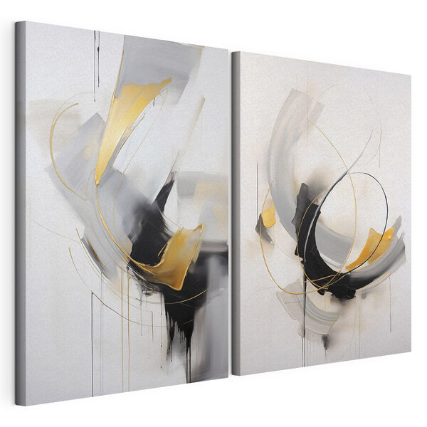 Des tourbillons dynamiques dans des tons monochromes Impression sur toile modulaire Des tourbillons dynamiques dans des tons monochromes