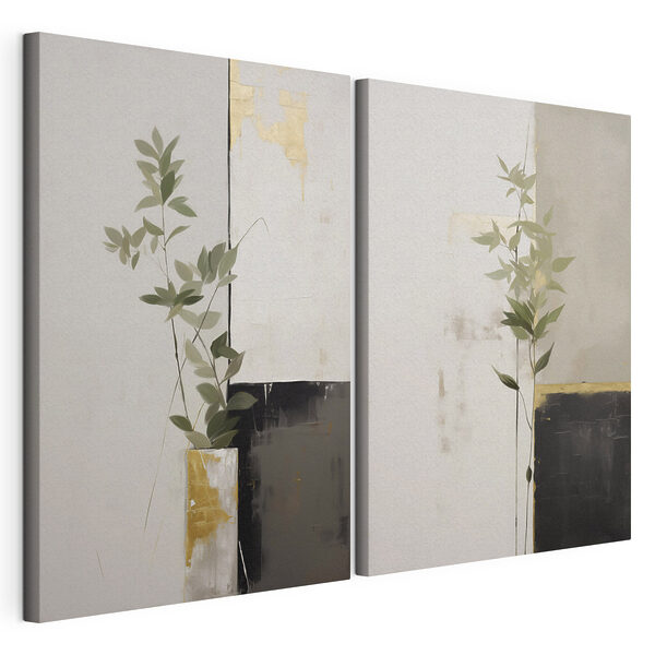 Peinture représentant une plante dans un vase Impression sur toile modulaire Peinture représentant une plante dans un vase