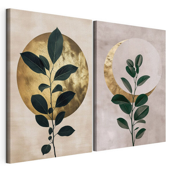 Deux photos d'une plante Impression sur toile modulaire Deux photos d'une plante