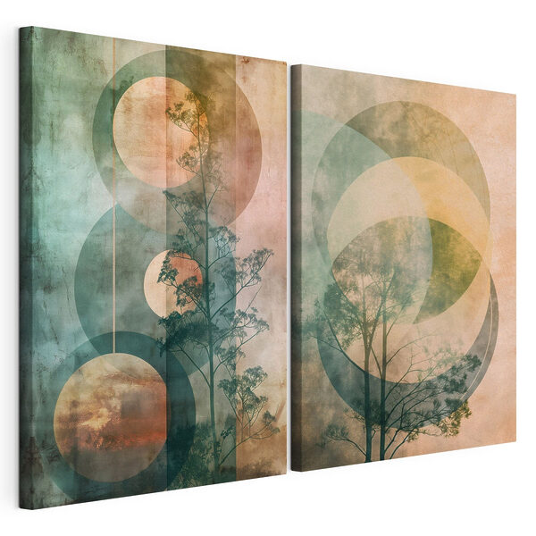 Quelques images d'arbres et de cercles Impression sur toile modulaire Quelques images d'arbres et de cercles