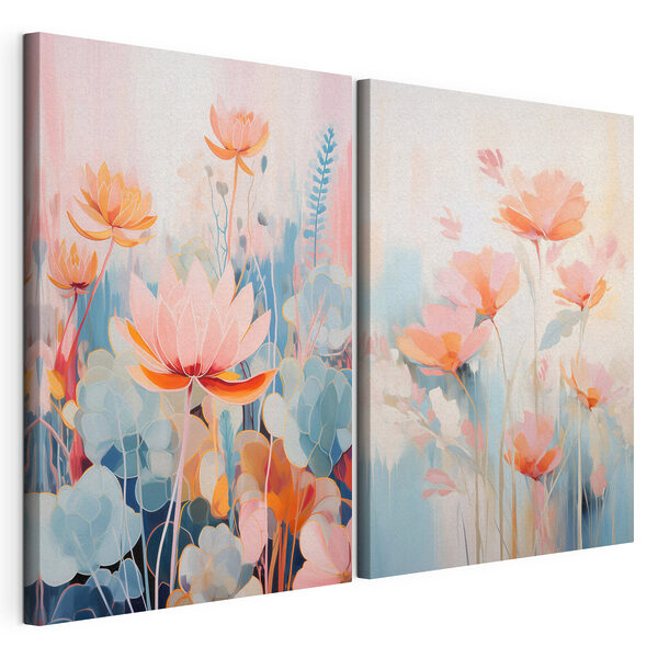 Peinture représentant des fleurs et des plantes Impression sur toile modulaire Peinture représentant des fleurs et des plantes
