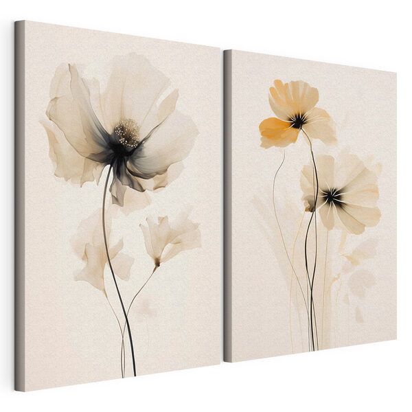 Des fleurs délicates aux teintes douces Impression sur toile modulaire Des fleurs délicates aux teintes douces