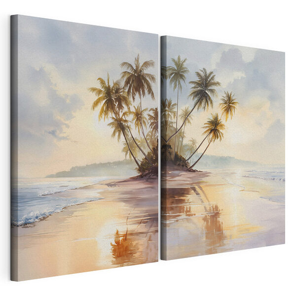 Impression sur toile modulaire Des palmiers sur une plage