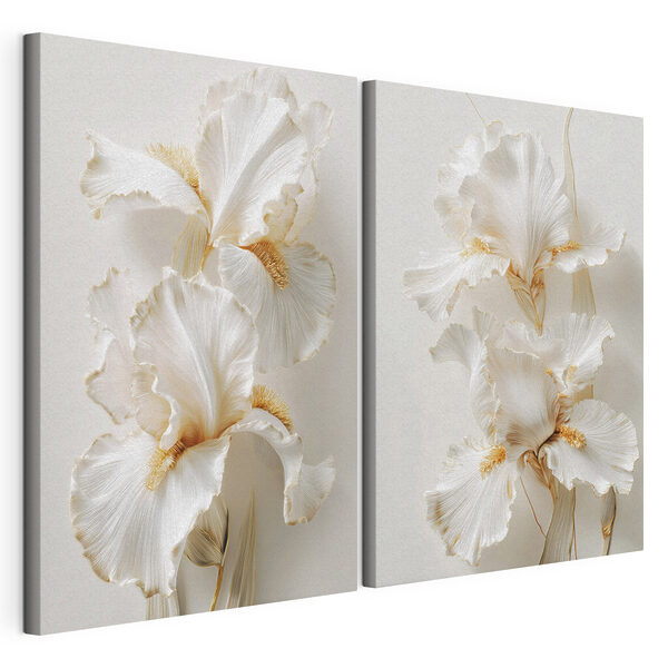 Collage de fleurs blanches Impression sur toile modulaire Collage de fleurs blanches