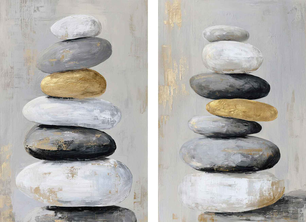 Painting of stacked rocks
