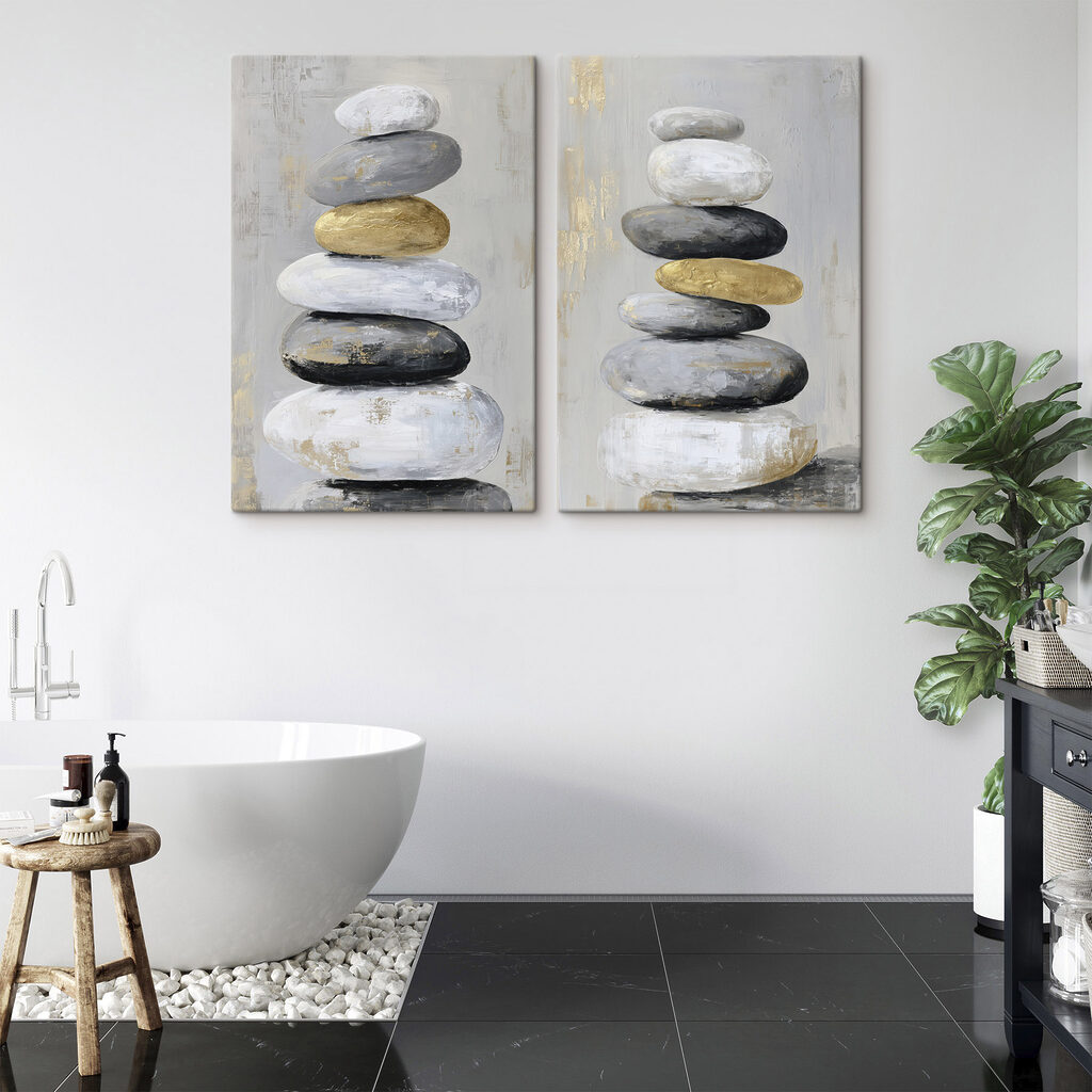 Painting of stacked rocks
