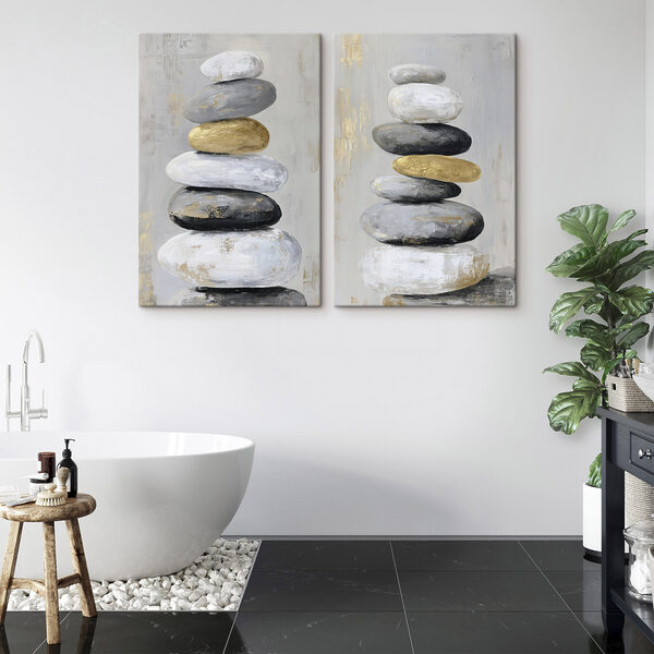 Painting of stacked rocks