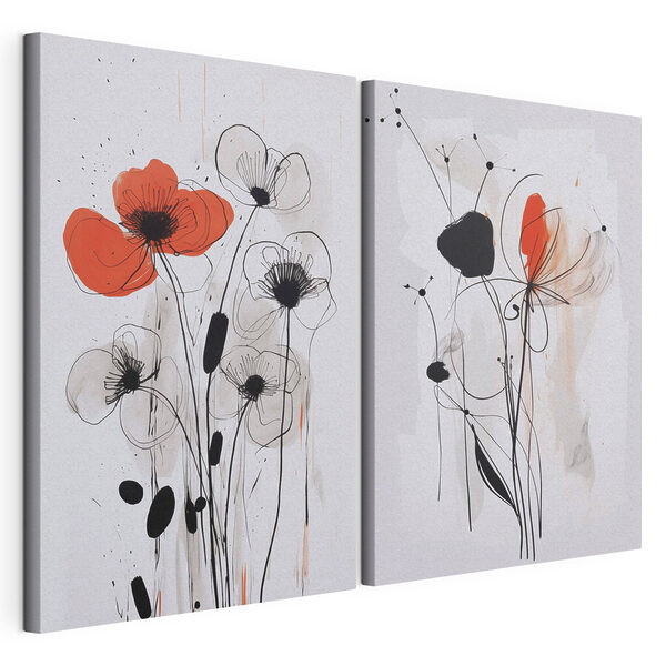 Peinture de fleurs sur un fond blanc Impression sur toile modulaire Peinture de fleurs sur un fond blanc