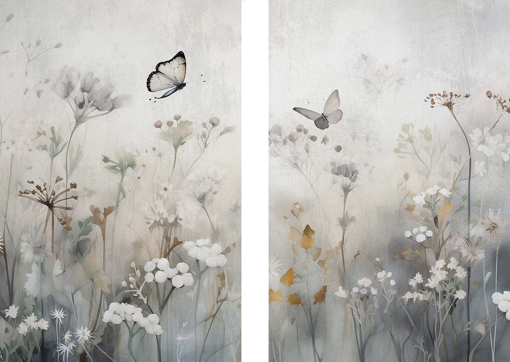 Painting of flowers and butterflies Painting of flowers and butterflies