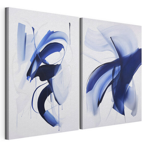 Deux images de peinture bleue Impression sur toile modulaire Deux images de peinture bleue