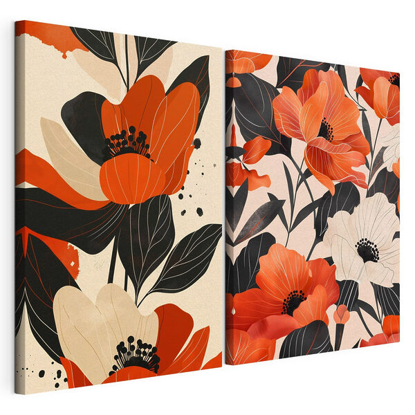 Impression sur toile modulaire Des fleurs aux couleurs vives et aux nuances contrastées