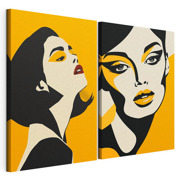Impression sur toile modulaire Femme au maquillage jaune