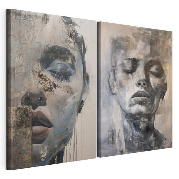 Impression sur toile modulaire Peinture représentant le visage d'une femme