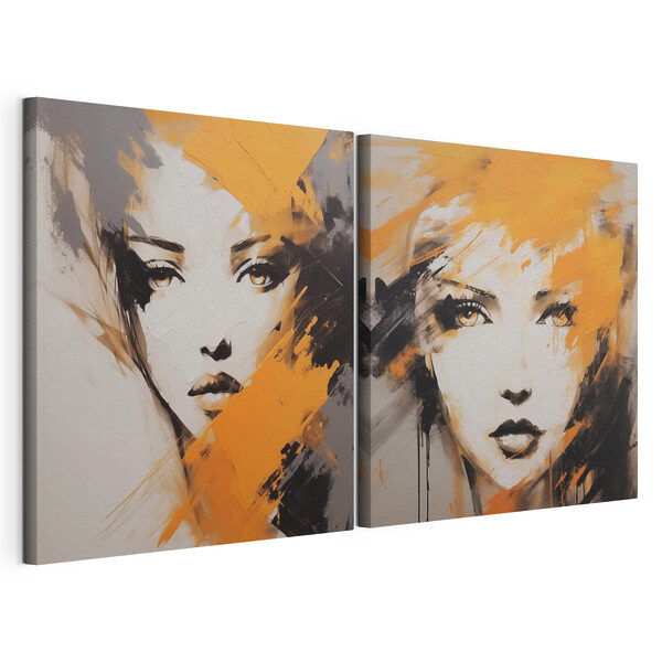 Impression sur toile modulaire Peinture représentant le visage d'une femme