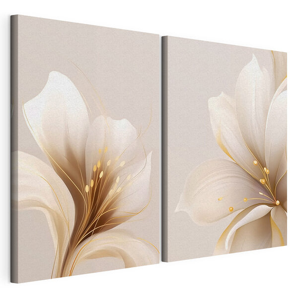 Élégantes motifs floraux aux tons doux Impression sur toile modulaire Élégantes motifs floraux aux tons doux