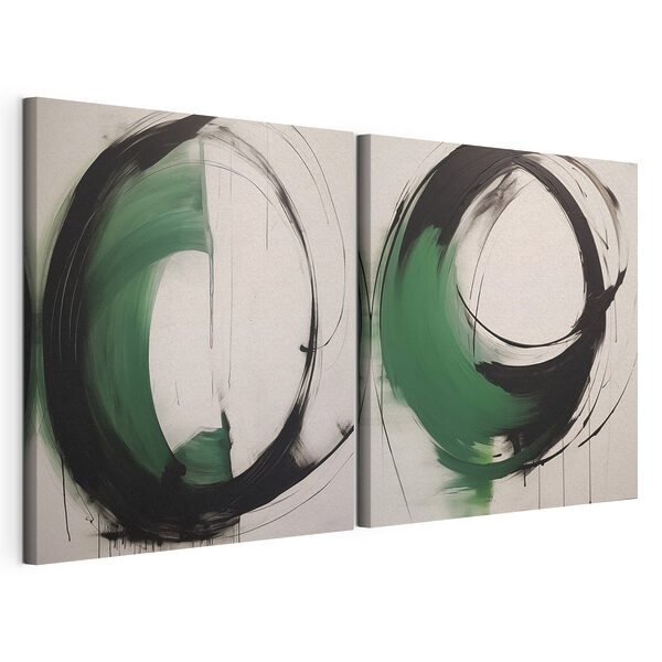 Deux tableaux représentant un cercle Impression sur toile modulaire Deux tableaux représentant un cercle