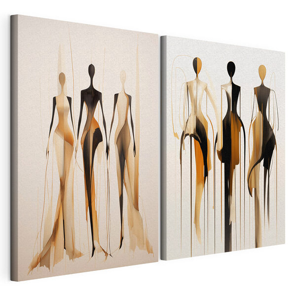 Tableau représentant une femme vêtue de noir et de marron Impression sur toile modulaire Tableau représentant une femme vêtue de noir et de marron