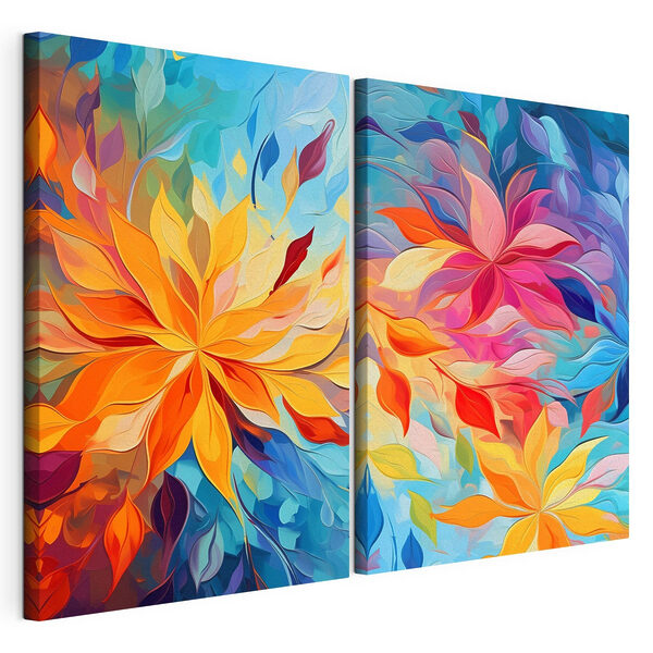 Deux photos de fleurs Impression sur toile modulaire Deux photos de fleurs