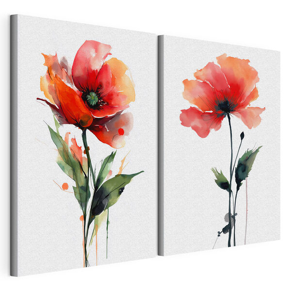 Des fleurs aux couleurs éclatantes, dans une harmonie gracieuse Impression sur toile modulaire Des fleurs aux couleurs éclatantes, dans une harmonie gracieuse