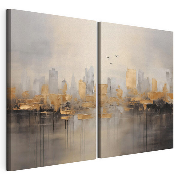 Deux tableaux représentant une ville Impression sur toile modulaire Deux tableaux représentant une ville