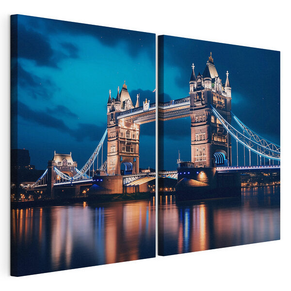 Pont avec ses tours, de nuit Impression sur toile modulaire Pont avec ses tours, de nuit