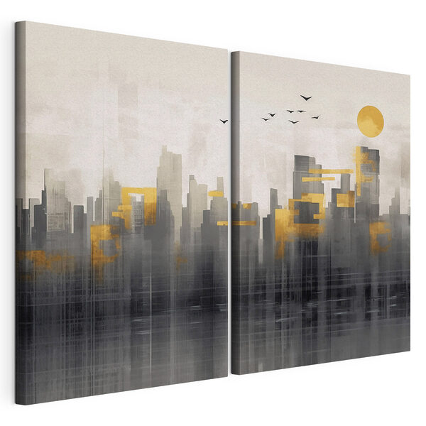 Impression sur toile modulaire Peinture représentant une ville