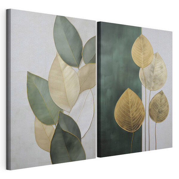 L'élégance naturelle des motifs feuillus Impression sur toile modulaire L'élégance naturelle des motifs feuillus