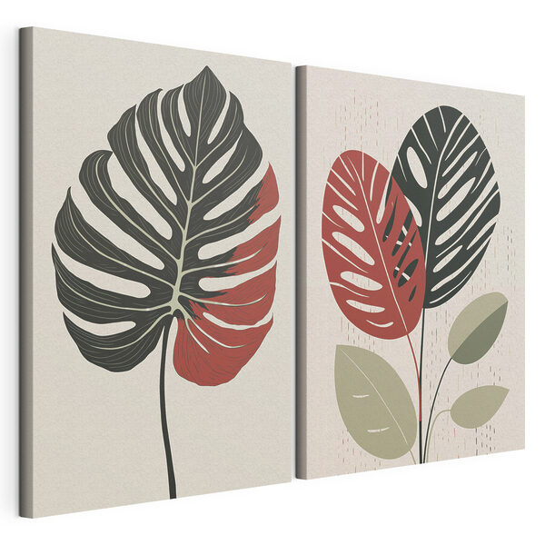 Deux photos d'une plante Impression sur toile modulaire Deux photos d'une plante