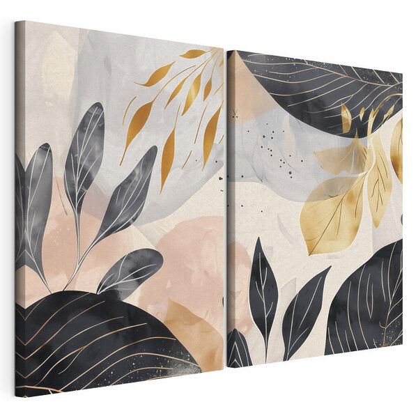 Impression sur toile modulaire Impression sur toile modulaire - Des feuilles élégantes aux teintes douces (UGS : m01300)