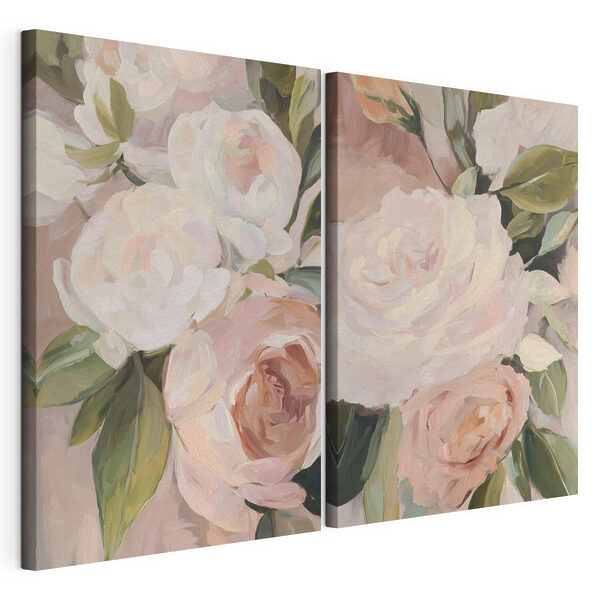 Fleurs délicates aux douces teintes pastel Impression sur toile modulaire Fleurs délicates aux douces teintes pastel