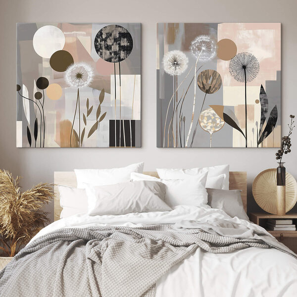 Two paintings of dandelions Two paintings of dandelions