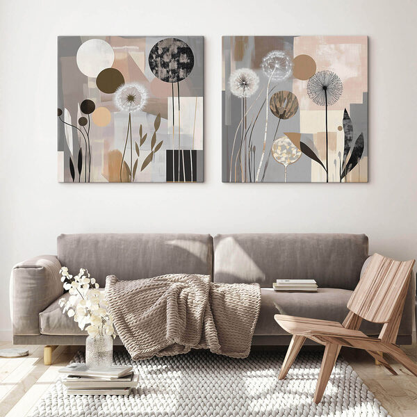 Two paintings of dandelions Two paintings of dandelions