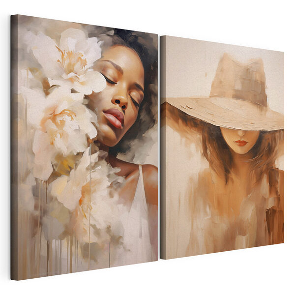 Un tableau représentant une femme et un tableau représentant une femme Impression sur toile modulaire Un tableau représentant une femme et un tableau représentant une femme
