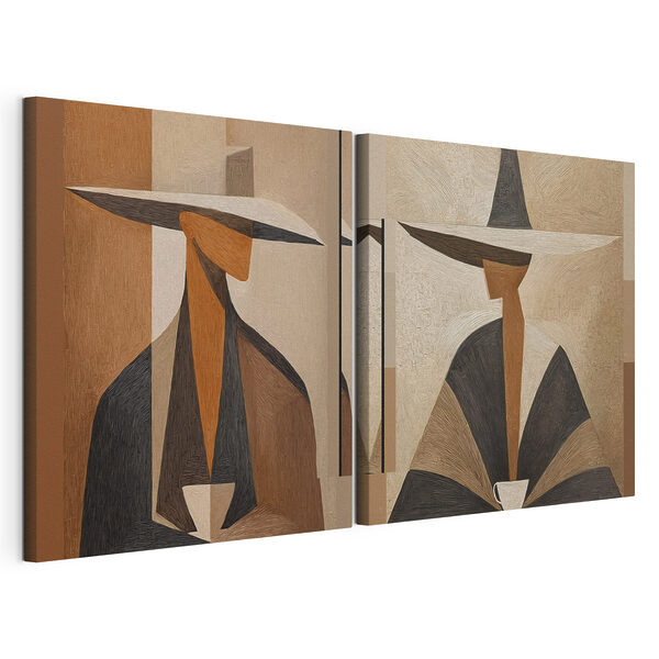 Collage représentant une femme coiffée d'un chapeau Impression sur toile modulaire Collage représentant une femme coiffée d'un chapeau