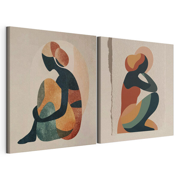 Deux œuvres représentant une femme assise Impression sur toile modulaire Deux œuvres représentant une femme assise