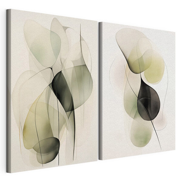 Des formes abstraites aux couleurs douces Impression sur toile modulaire Des formes abstraites aux couleurs douces