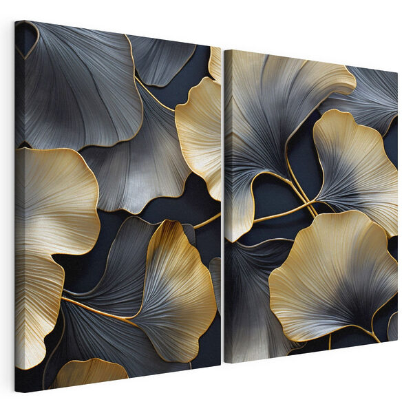- Des feuilles élégantes offrant un contraste saisissant Impression sur toile modulaire - Des feuilles élégantes offrant un contraste saisissant