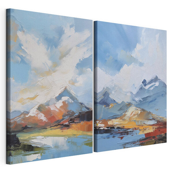 Peinture représentant des montagnes et de l'eau Impression sur toile modulaire Peinture représentant des montagnes et de l'eau