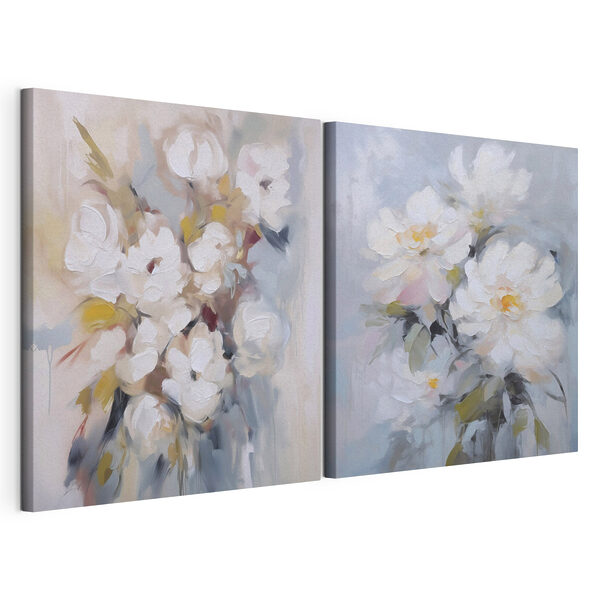 Impression sur toile modulaire Des fleurs délicates aux teintes pastel douces