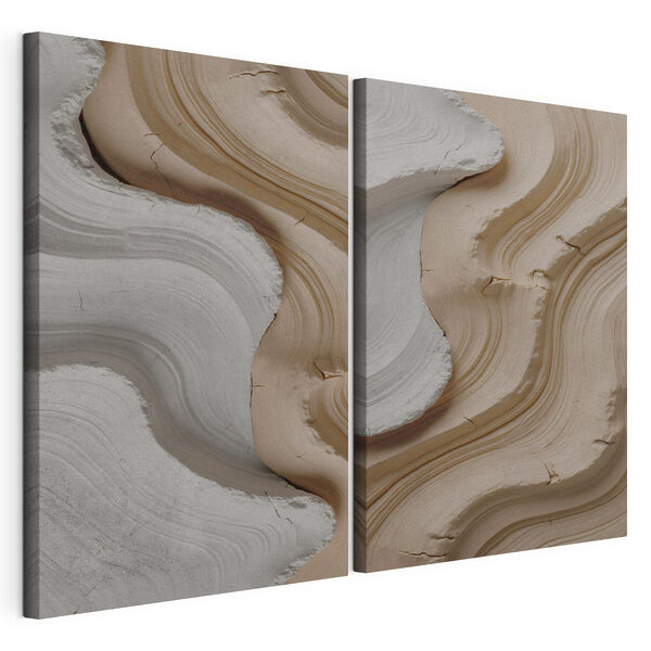 - Des courbes fluides dans des tons ocres Impression sur toile modulaire - Des courbes fluides dans des tons ocres