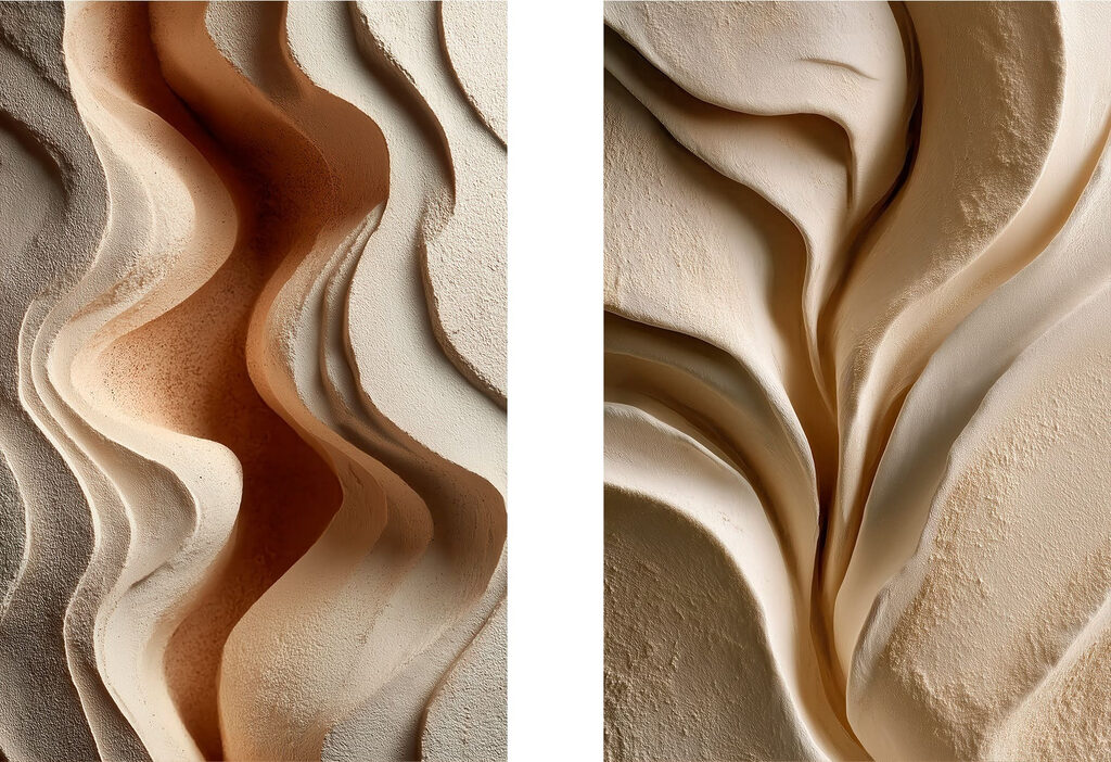 Soft curves and warm tones entwine Soft curves and warm tones entwine