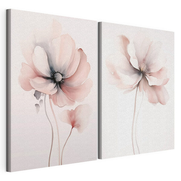 Peinture représentant des fleurs sur une surface blanche Impression sur toile modulaire Peinture représentant des fleurs sur une surface blanche