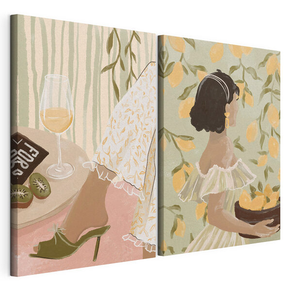 Impression sur toile modulaire Femme tenant un bol de citrons