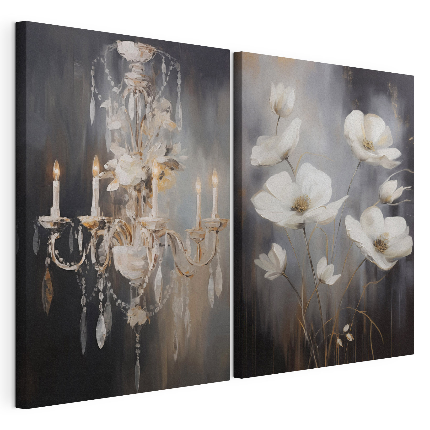 Painting of flowers and chandelier Painting of flowers and chandelier