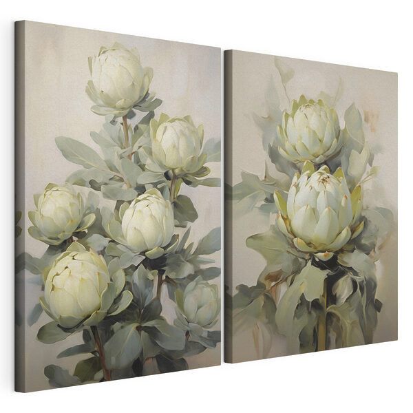 Impression sur toile modulaire Peinture représentant des fleurs sur une plante