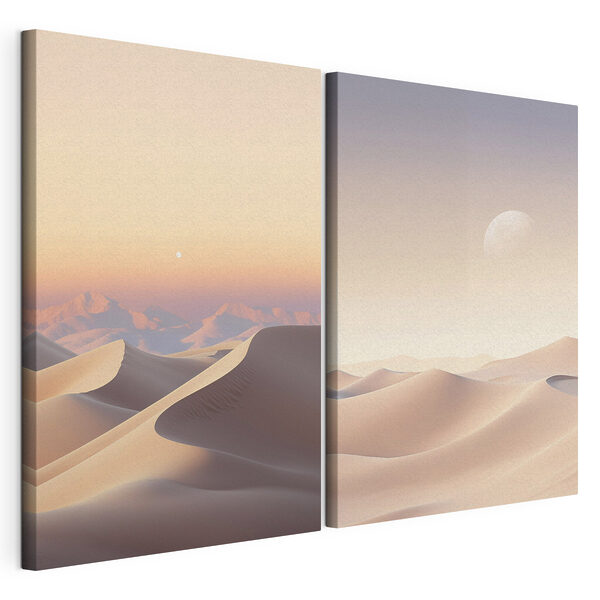 Paysage désertique avec la lune Impression sur toile modulaire Paysage désertique avec la lune